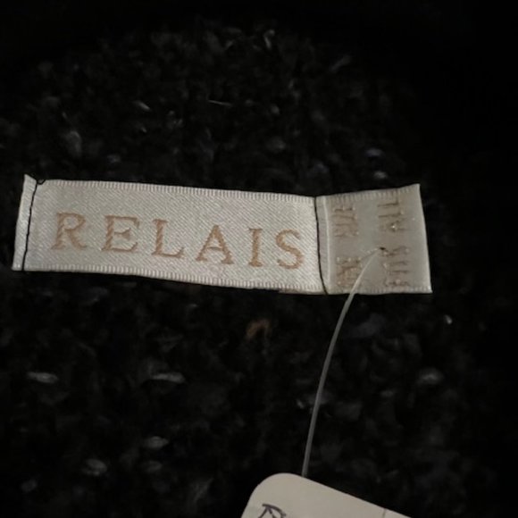 NWT Women's Relais  Vintage 90s Tweed Knit Cardigan Black/Blue/Tan One Size - Picture 3 of 7